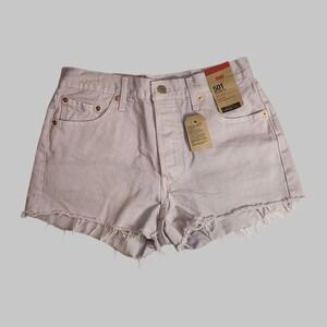 Levi's 501 Shorts Women 29 Purple Cotton High Rise Fitted Raw Hem Button-Fly NWT
